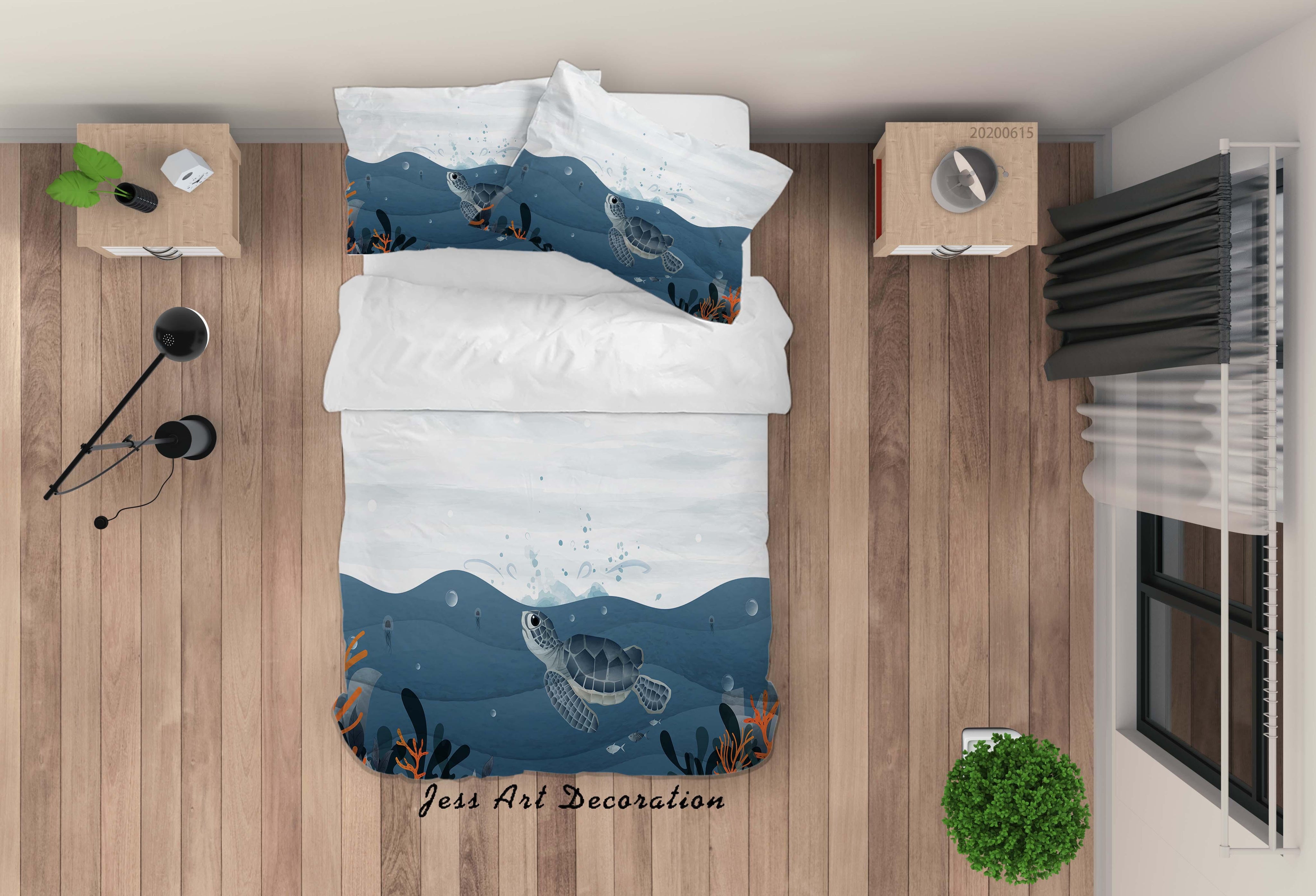 3D White Blue Sea Turtle Quilt Cover Set Bedding Set Duvet Cover Pillowcases SF45- Jess Art Decoration