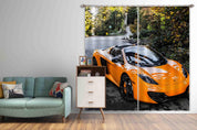 3D Yellow Sports Car Curtains and Drapes LQH 3- Jess Art Decoration