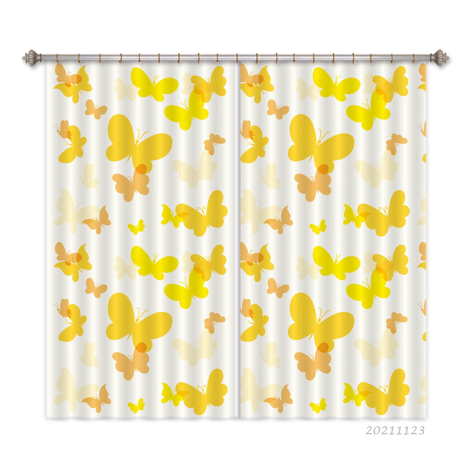 3D Yellow Butterfly Pattern Curtains and Drapes LQH 44- Jess Art Decoration