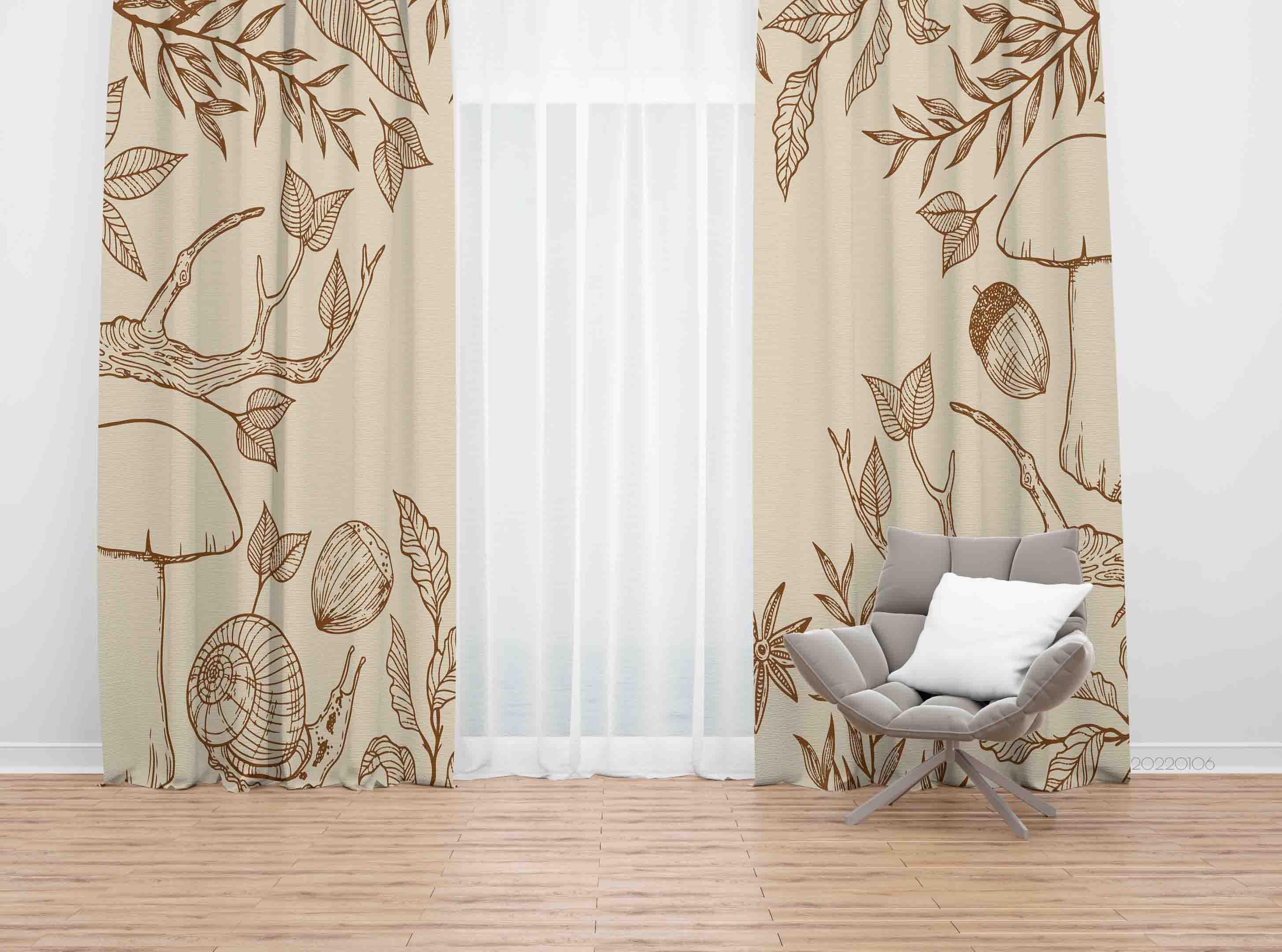 3D Abstract Autumn Branch Leaves Curtains and Drapes GD 175- Jess Art Decoration