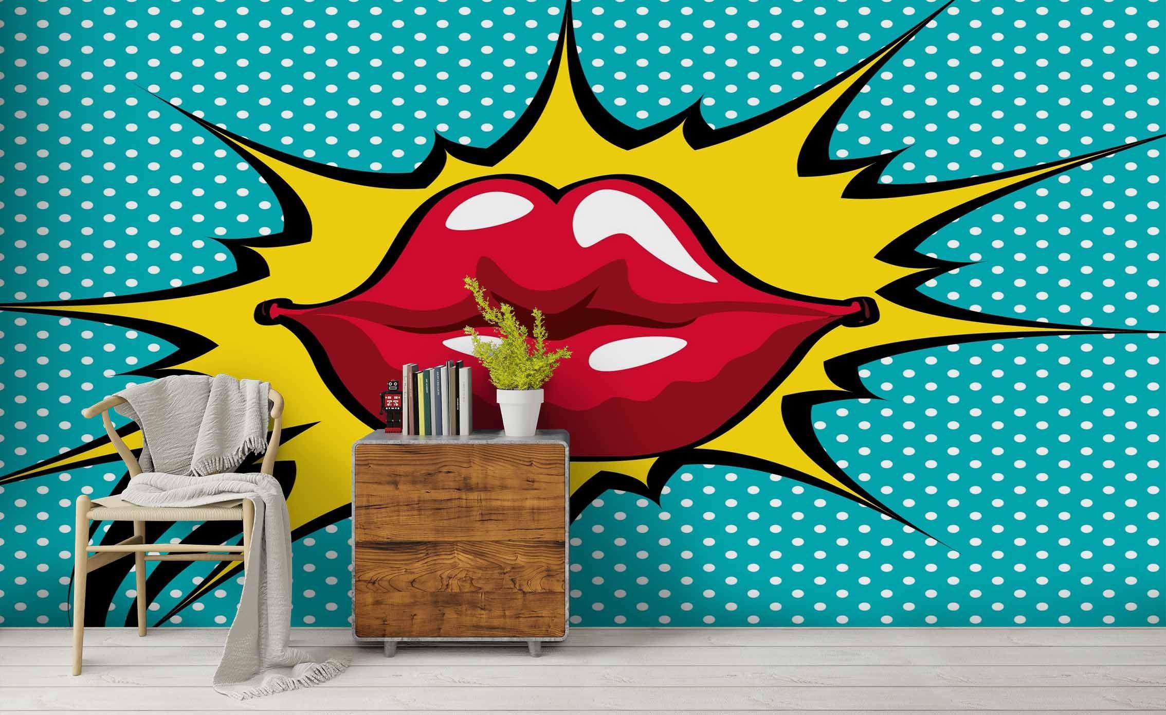 3D Red Lips Graffiti Wall Mural Wallpaper sww  58- Jess Art Decoration
