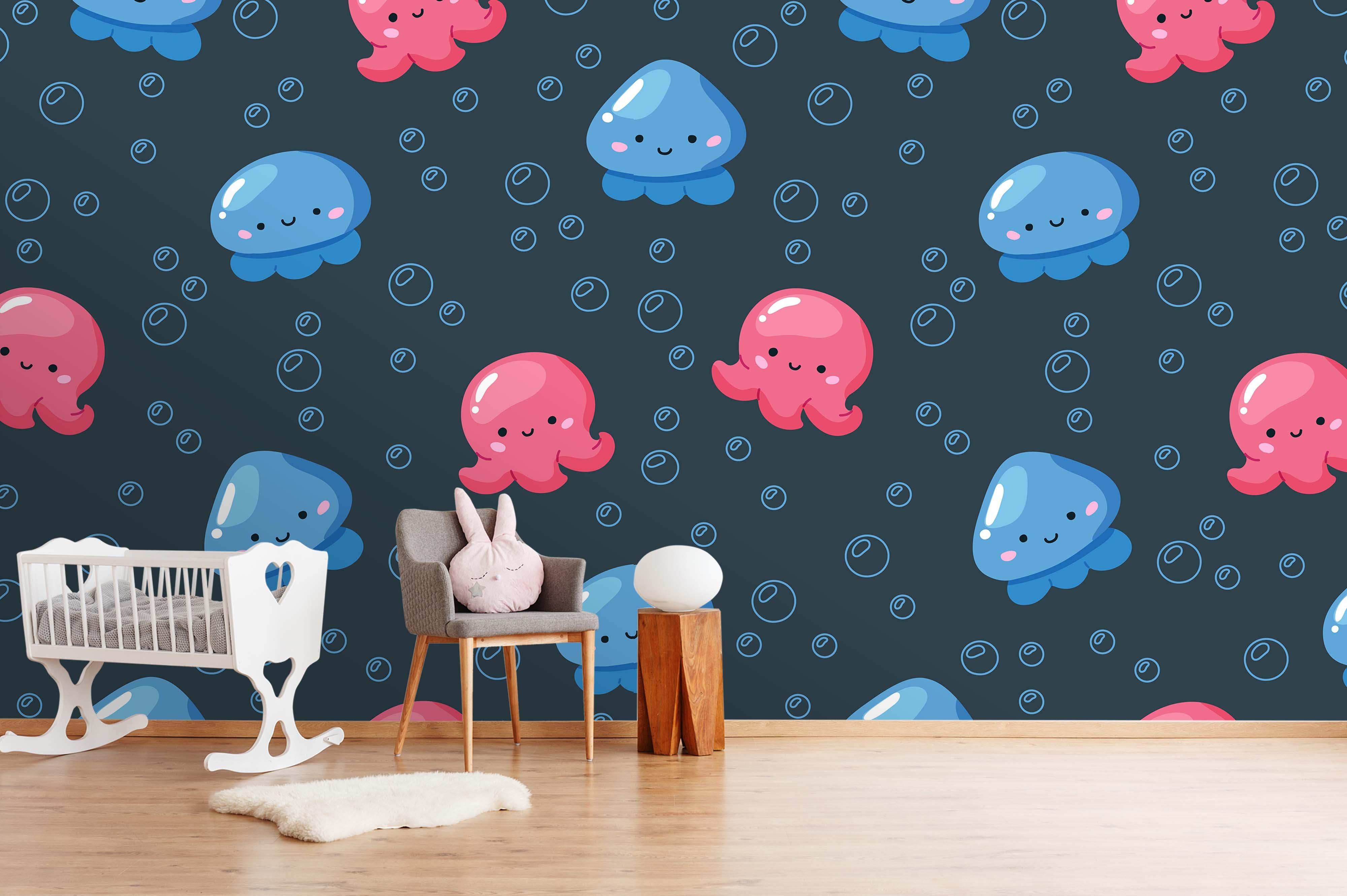 3D Jellyfish Octopus Bubble Wall Mural Wallpaper 22- Jess Art Decoration