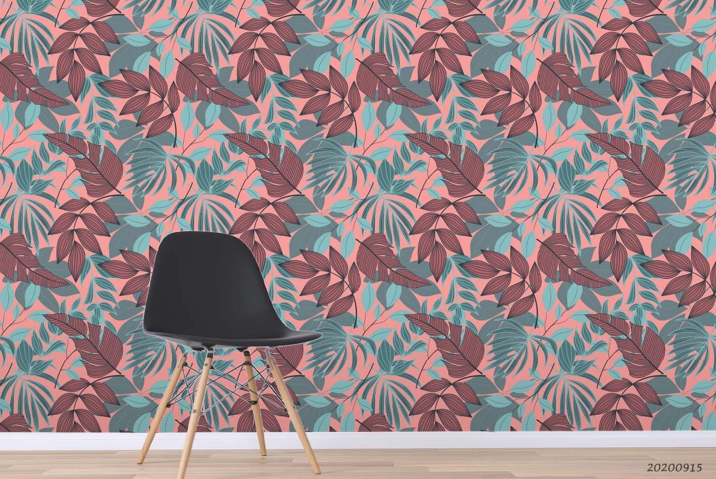 3D Hand Drawn Vintage Leaves Plant Pattern Wall Mural Wallpaper LXL 832- Jess Art Decoration
