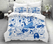 3D Abstract Blue Monster Graffiti Quilt Cover Set Bedding Set Duvet Cover Pillowcases 48- Jess Art Decoration