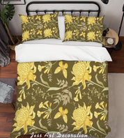 3D Golden Chrysanthemum Quilt Cover Set Bedding Set Pillowcases 187- Jess Art Decoration