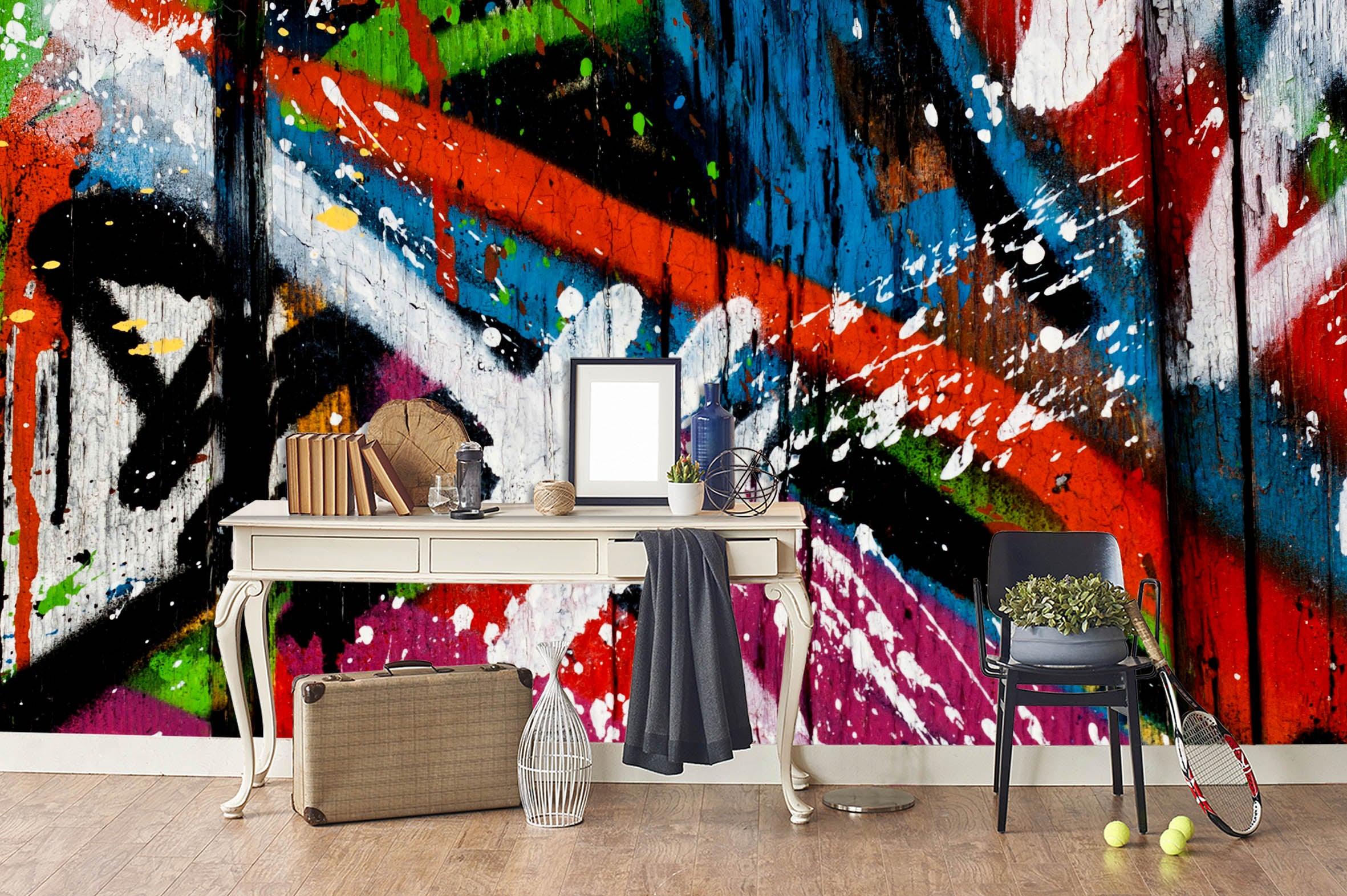 3D Abstract Colorful Graffiti Wall Mural Wallpaper 36- Jess Art Decoration