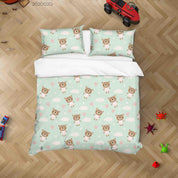 3D Hand Drawn Animal Bear Cloud Quilt Cover Set Bedding Set Duvet Cover Pillowcases 38- Jess Art Decoration