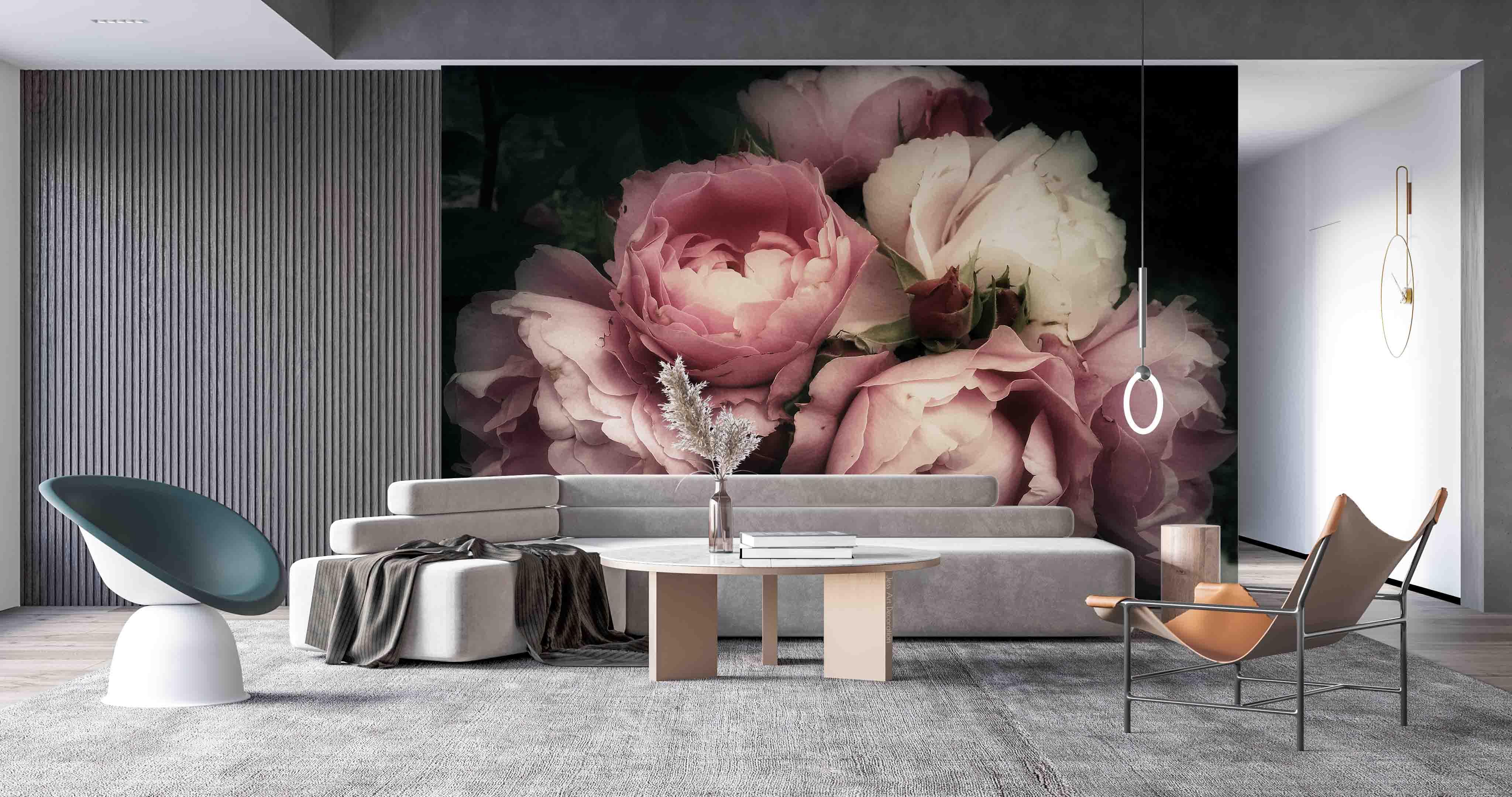 3D Pink Rose Black Background Wall Mural Wallpaper GD 2523- Jess Art Decoration