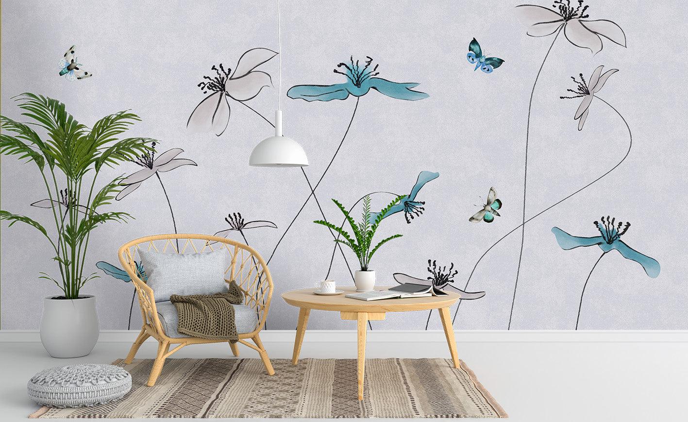 3D Abstract Lotus Butterfly Wall Mural Wallpaper 42- Jess Art Decoration