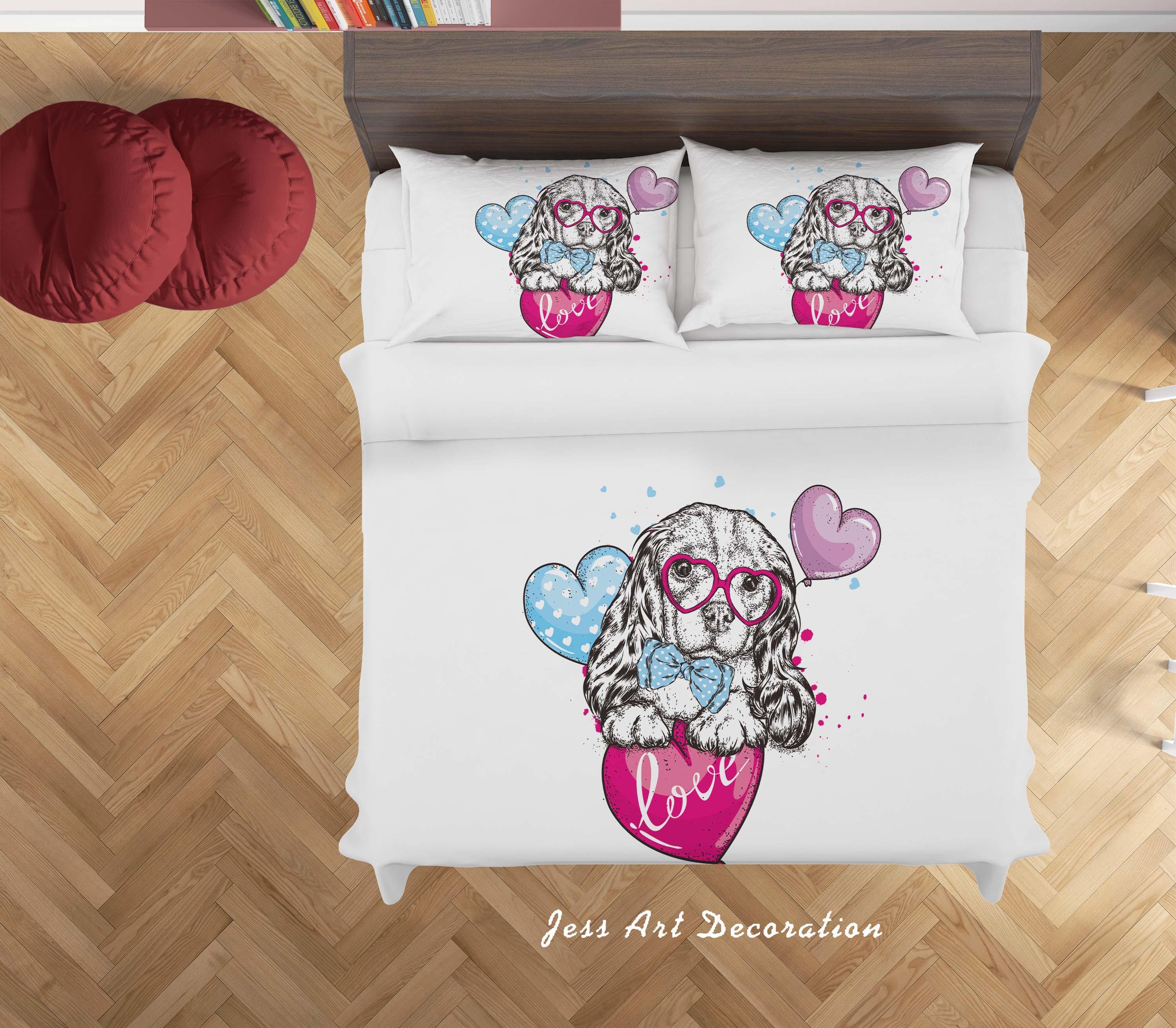 3D Dog Balloon Love Quilt Cover Set Bedding Set Duvet Cover Pillowcases SF157- Jess Art Decoration
