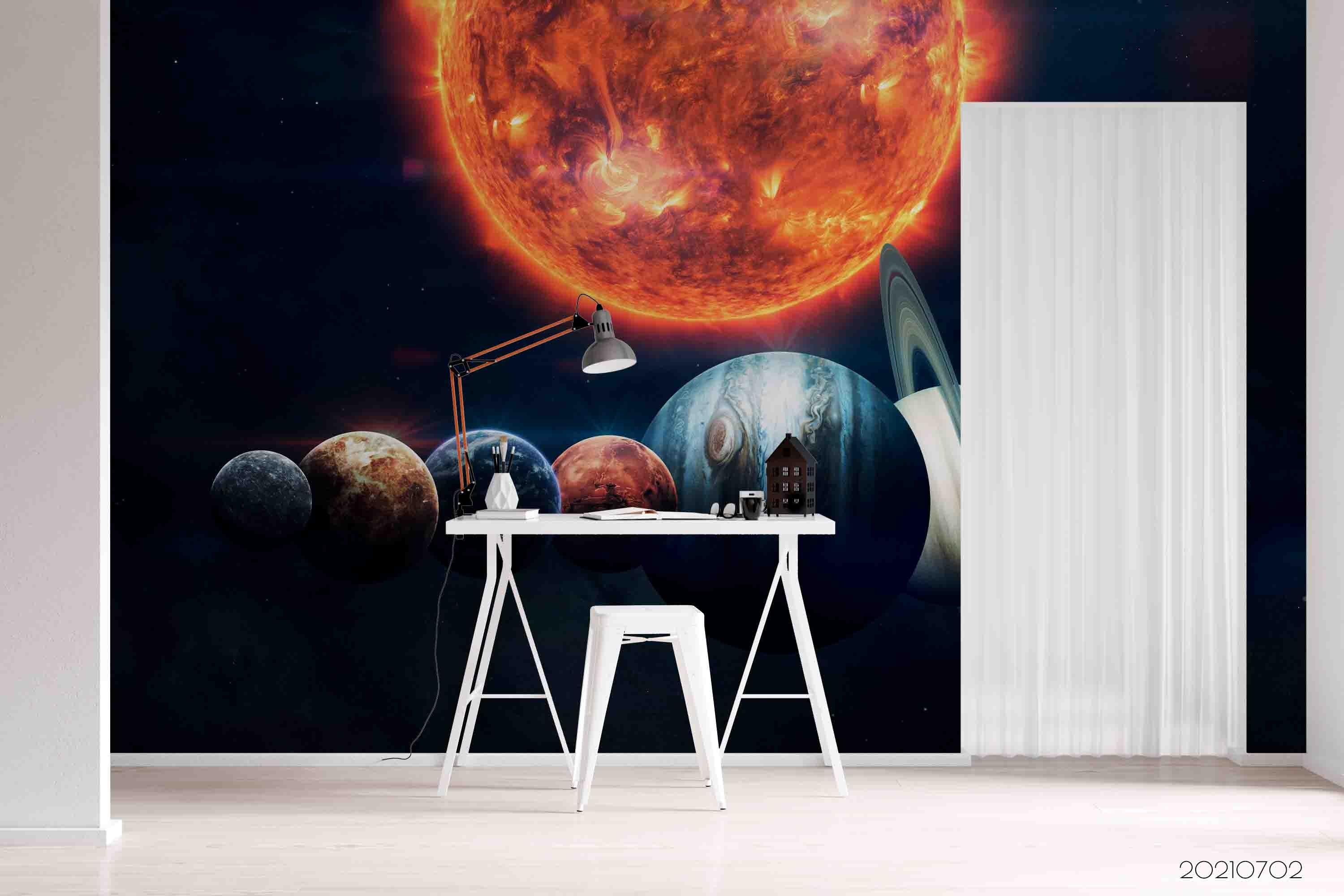 3D Space Planet Solar System Wall Mural Wallpaper LQH 210- Jess Art Decoration
