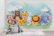 3D Cartoon Animal Sky Cloud Wall Mural Wallpaper A202 LQH- Jess Art Decoration