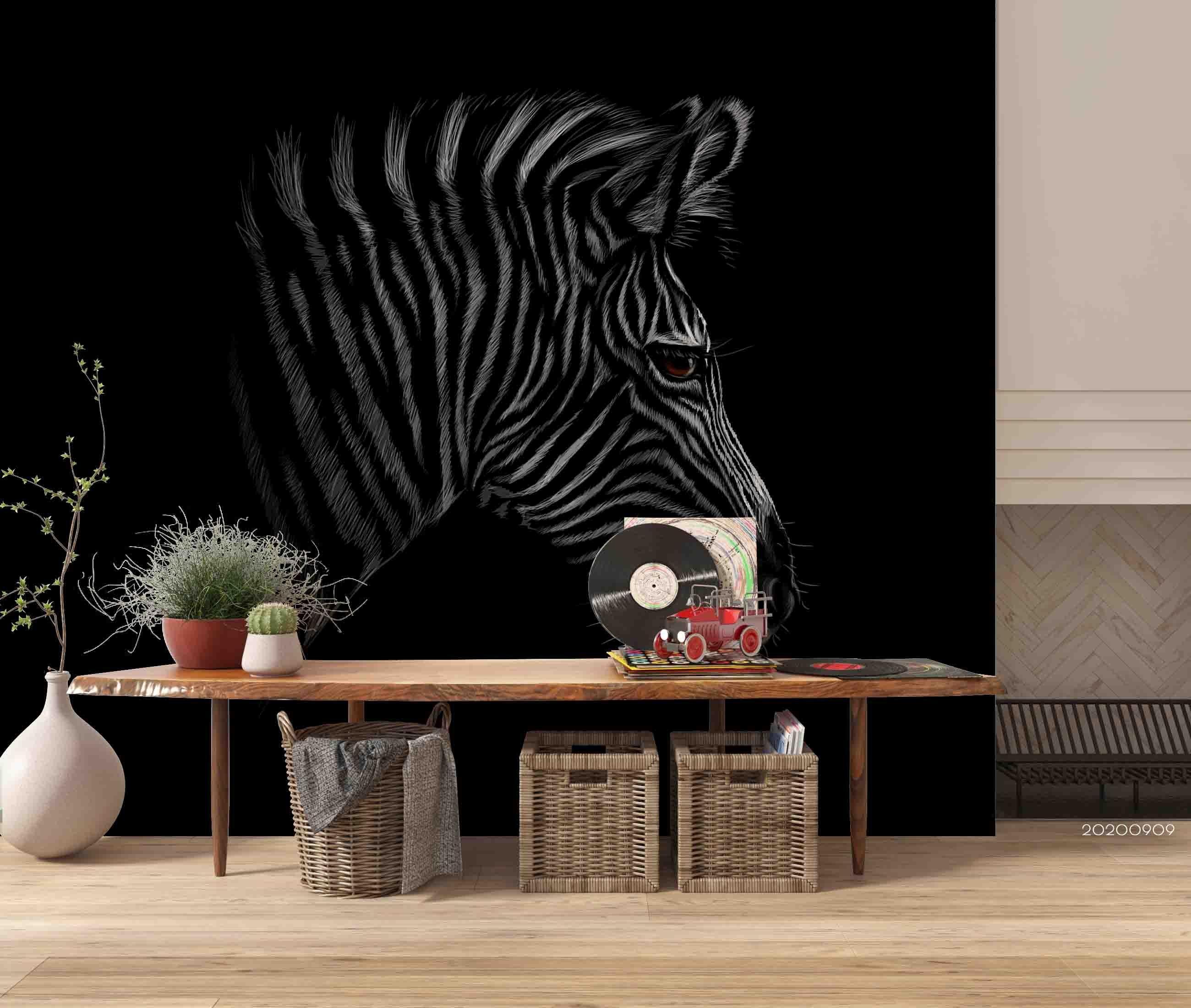 3D Dark Zebra Animal Wall Mural Wallpaper LXL- Jess Art Decoration