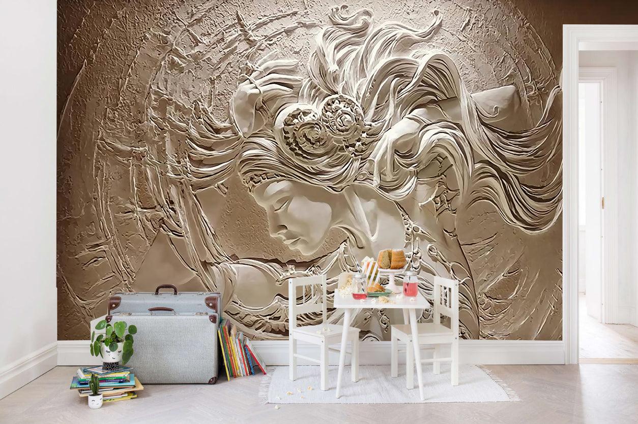 3D Sculpture Woman Relief embossed sculpture woman mural wall mural wallpaper for living room - view 2