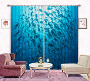 3D Ocean Blue Fish Swarm Sunbeam Curtains and Drapes GD 4875- Jess Art Decoration