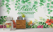 3D Watercolor Green Leaf Wall Mural Wallpaper LQH 69- Jess Art Decoration