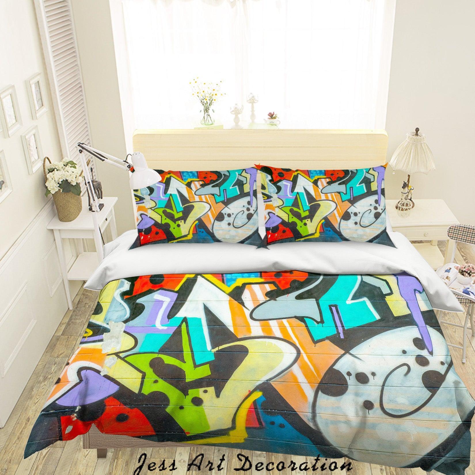 3D Graffiti Colorful Sign Quilt Cover Set Bedding Set Duvet Cover Pillowcases LXL- Jess Art Decoration