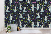 Cartoon Blue Bunny Animal Colorful Plant Wall Mural Wallpaper LXL- Jess Art Decoration