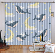 3D Cartoon Moon Cloud Dolphin Curtains and Drapes LQH 165- Jess Art Decoration