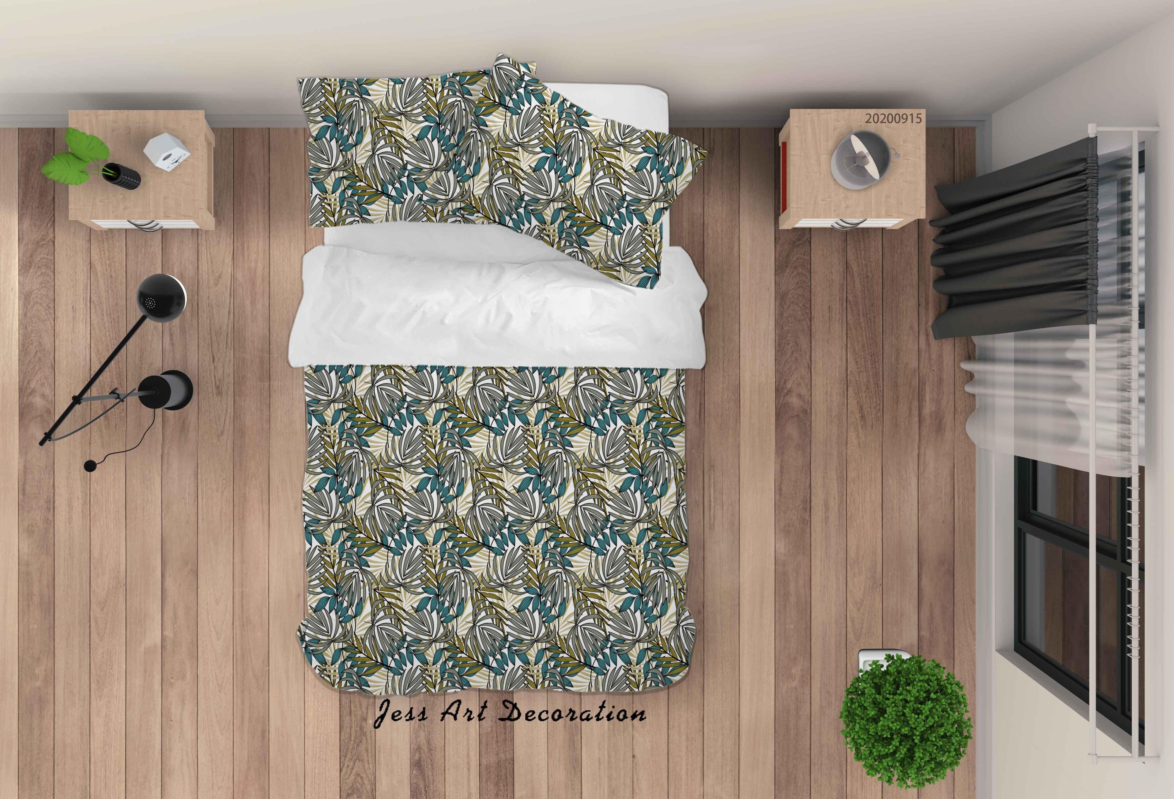3D Plant Leaves Flower Pattern Quilt Cover Set Bedding Set Duvet Cover Pillowcases WJ 9128- Jess Art Decoration