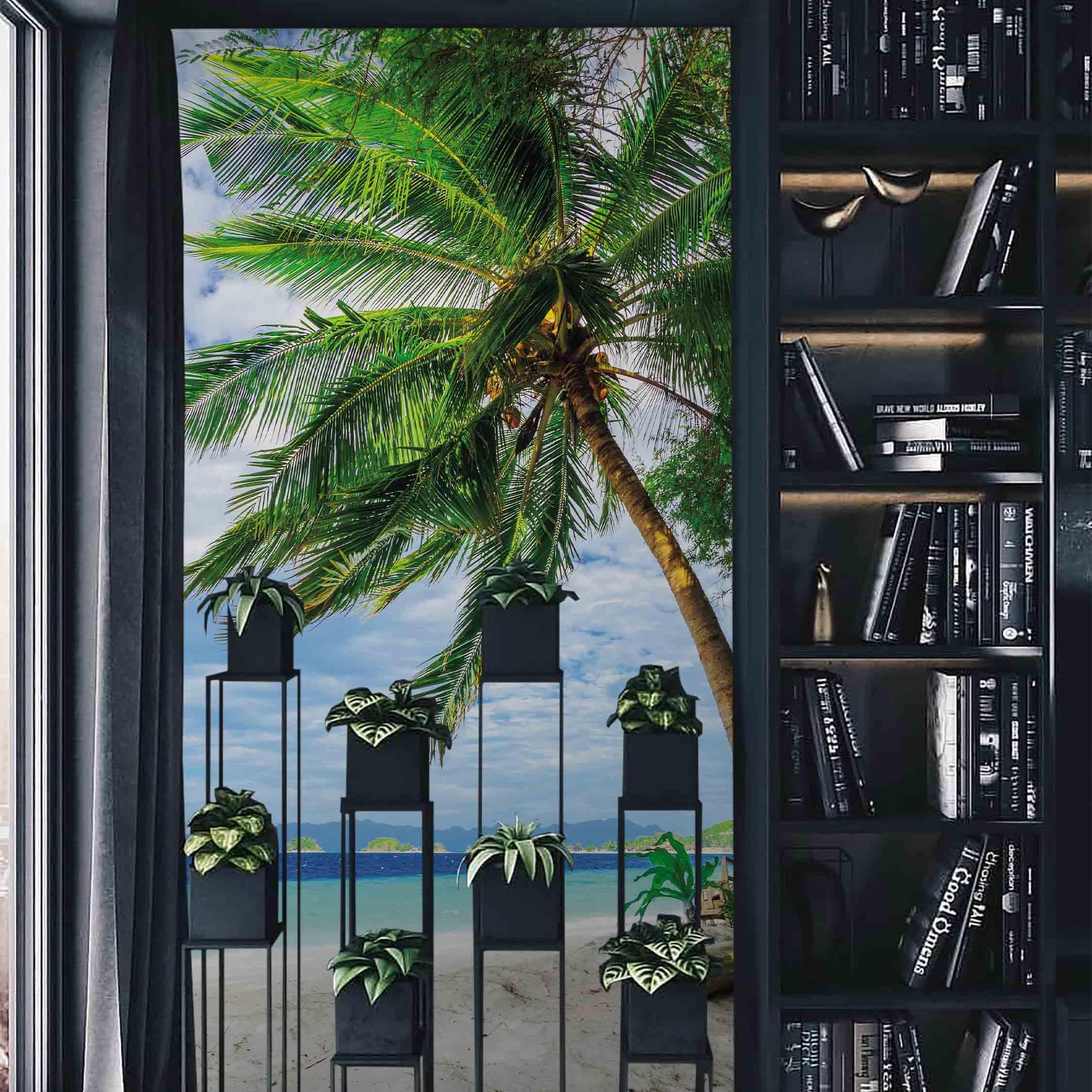 3D blue sky sea coconut tree wall mural wallpaper 29- Jess Art Decoration