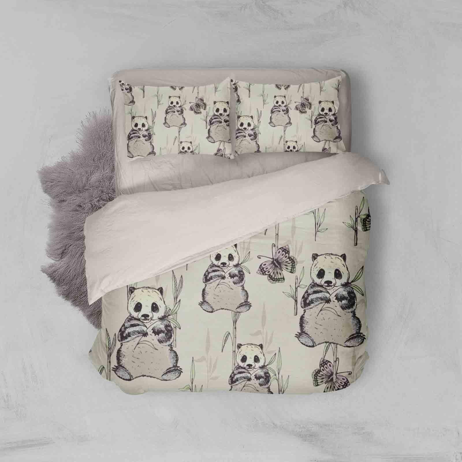 3D Panda Bamboo Quilt Cover Set Bedding Set Pillowcases 60- Jess Art Decoration