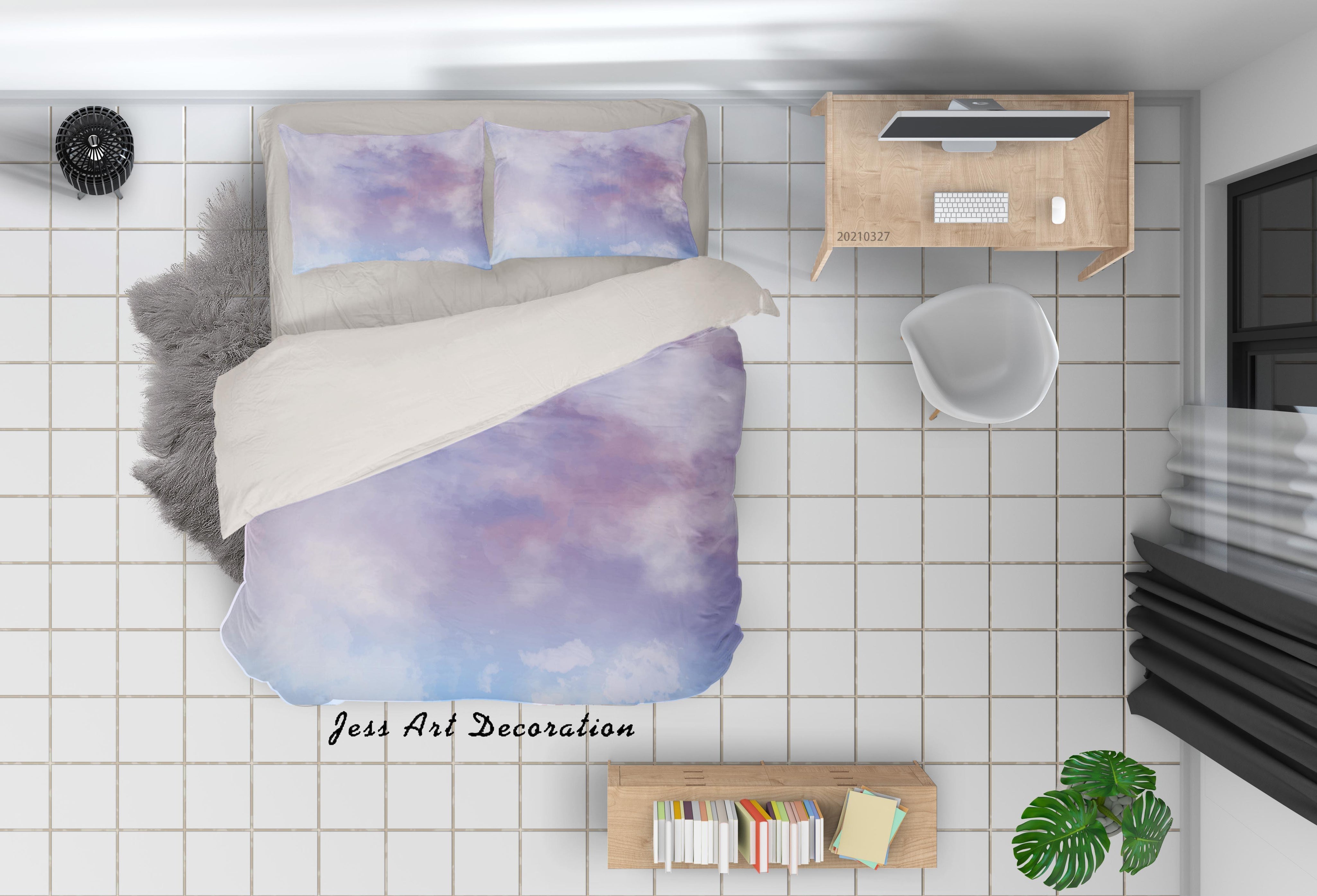 3D Watercolor Sky Cloud Quilt Cover Set Bedding Set Duvet Cover Pillowcases 58- Jess Art Decoration