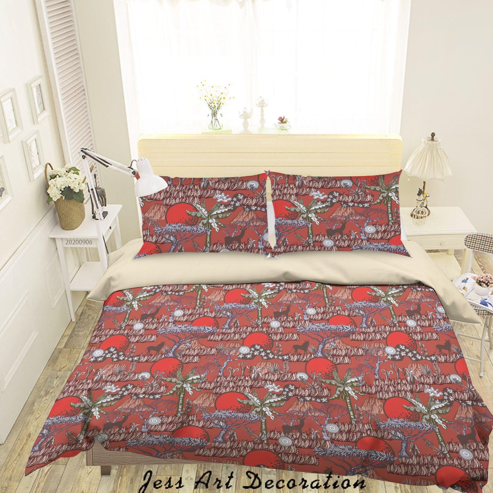 3D Vintage Tropical Leaves Pattern Quilt Cover Set Bedding Set Duvet Cover Pillowcases WJ 3667- Jess Art Decoration