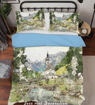 3D  Church Scenery Watercolor Quilt Cover Set Bedding Set Pillowcases  100- Jess Art Decoration