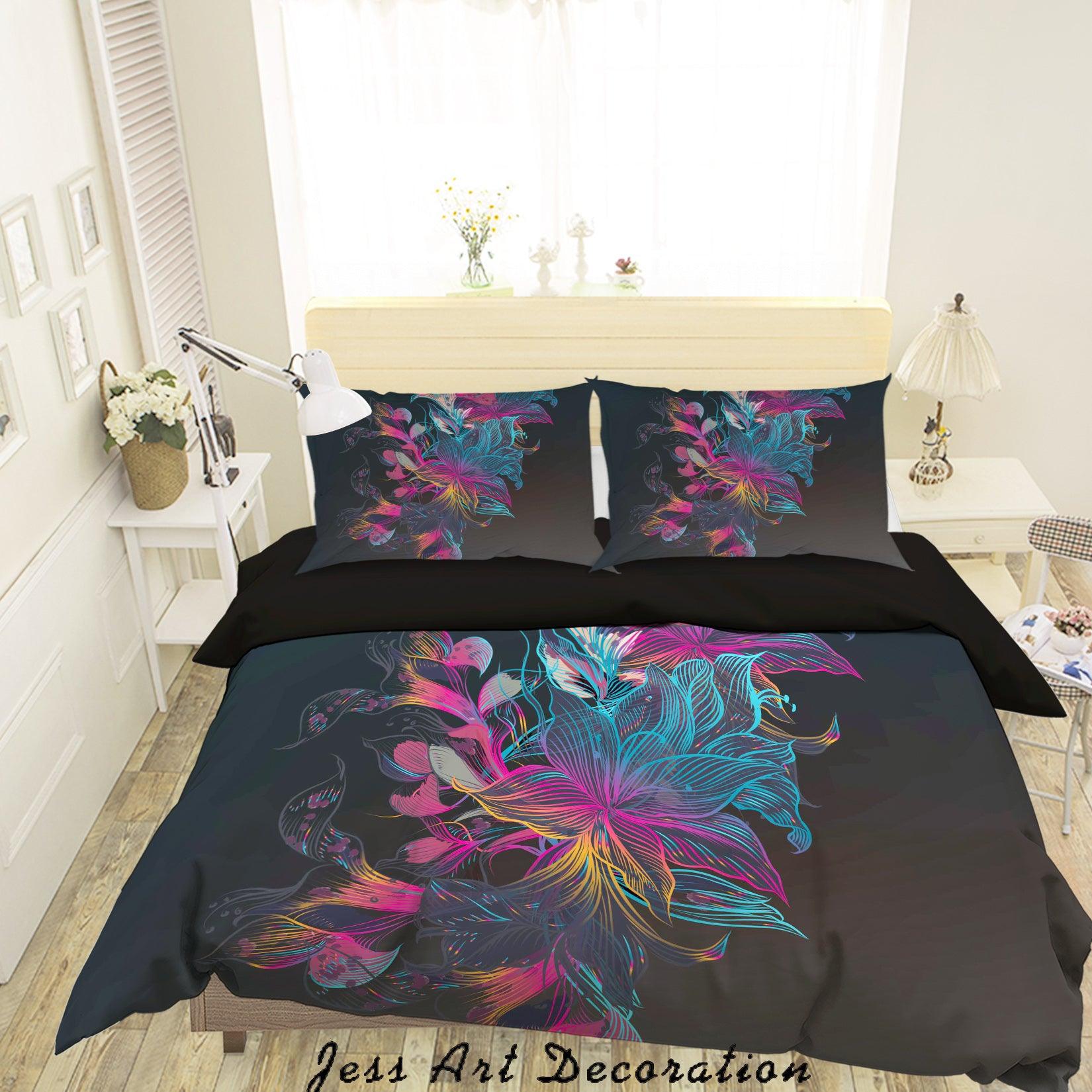 3D Abstract Blue Flower Quilt Cover Set Bedding Set Duvet Cover Pillowcases A029 LQH- Jess Art Decoration