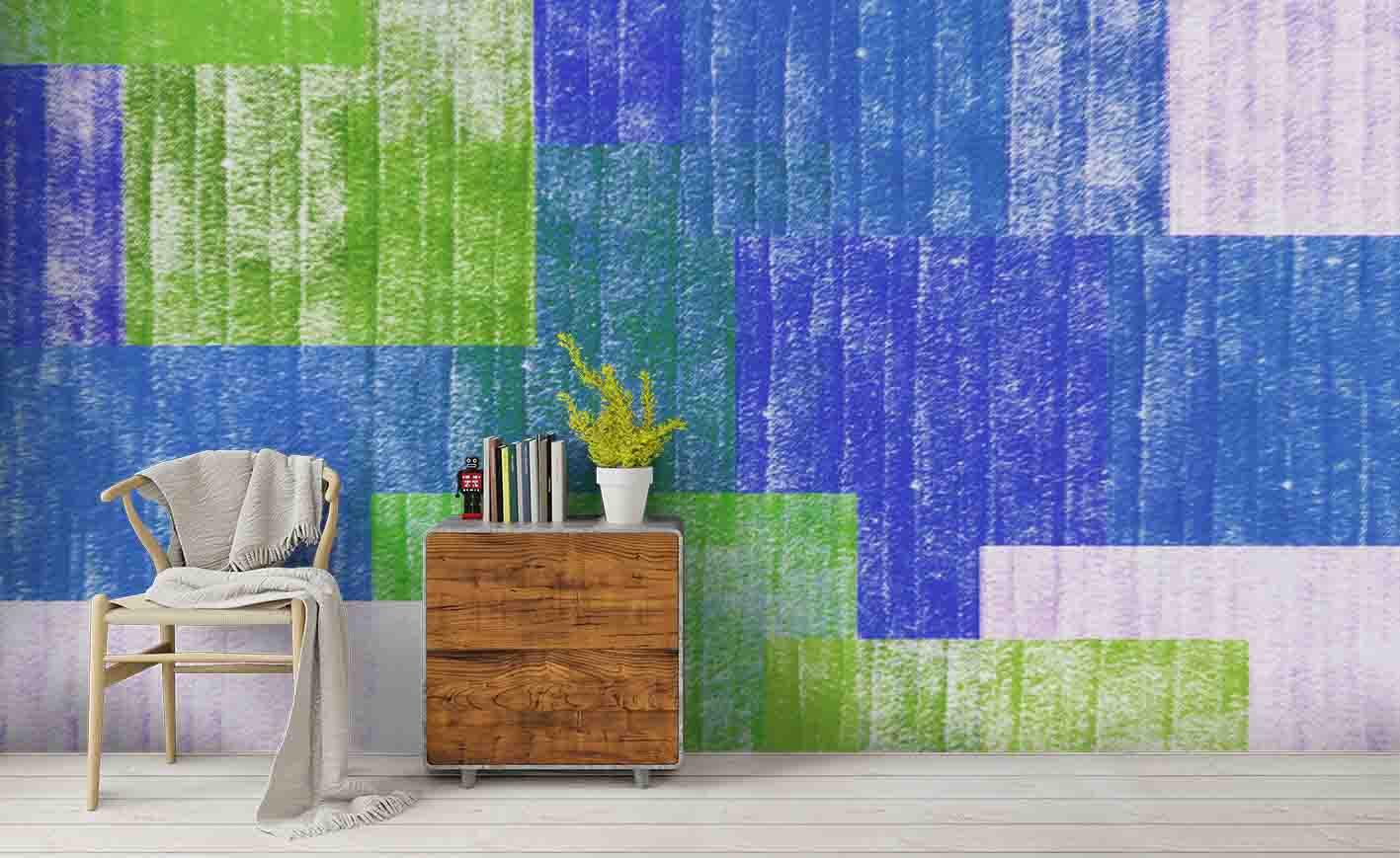 3D Blue Green Carpet Wall Mural Wallpaper SF159- Jess Art Decoration
