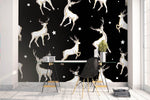 3D White Elk Star Black Background Wall Mural Wallpaper 48- Jess Art Decoration