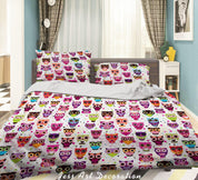 3D Cartoon Animal Owl Pattern Quilt Cover Set Bedding Set Duvet Cover Pillowcases WJ 6450- Jess Art Decoration