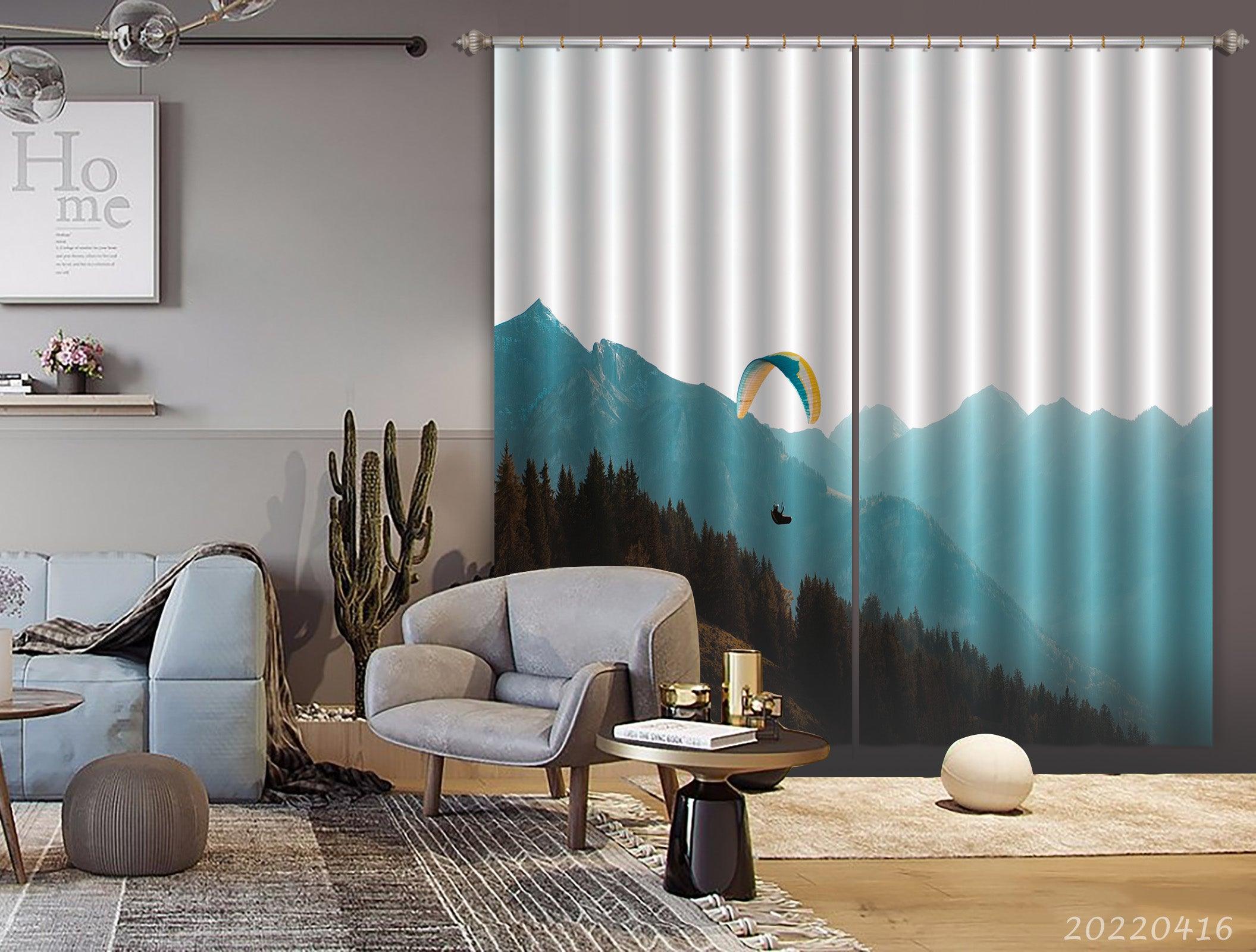 3D Landscape Peak Parachute Forest Trees Curtains and Drapes GD 4484- Jess Art Decoration