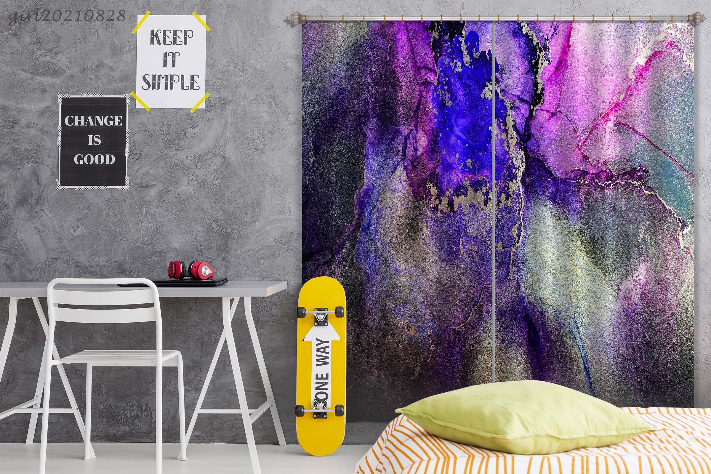 3D Watercolor Marble Texture Curtains and Drapes LQH 58- Jess Art Decoration