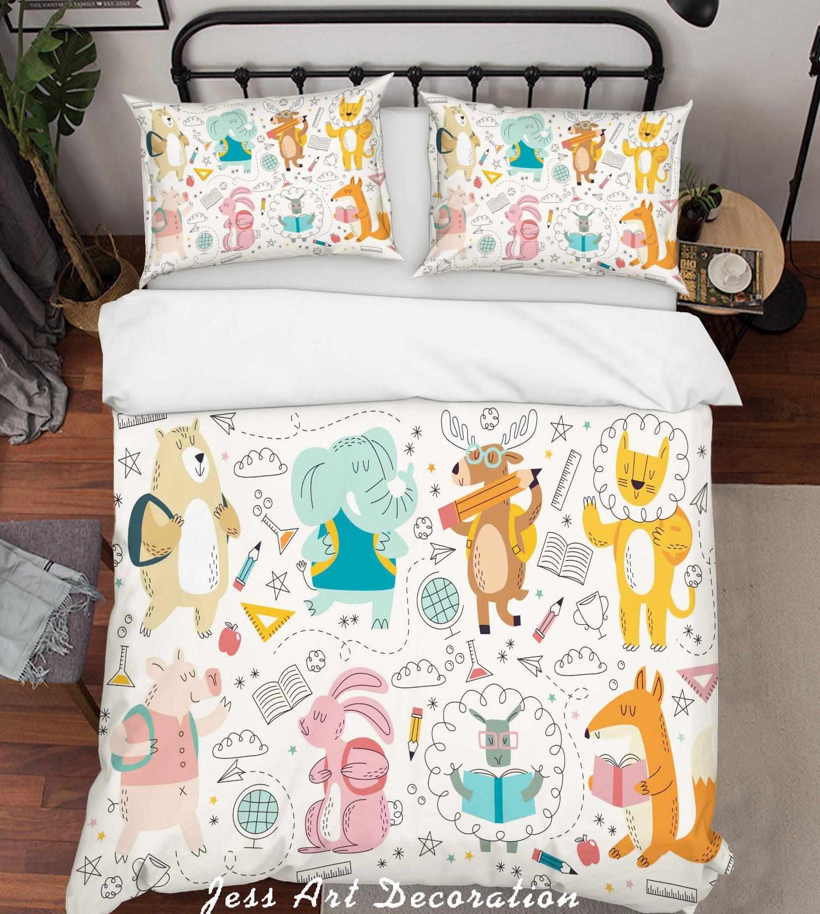 3D Cartoon Animals Quilt Cover Set Bedding Set Pillowcases  67- Jess Art Decoration