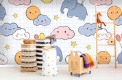 3D cartoon clouds elephant wall mural wallpaper 23- Jess Art Decoration