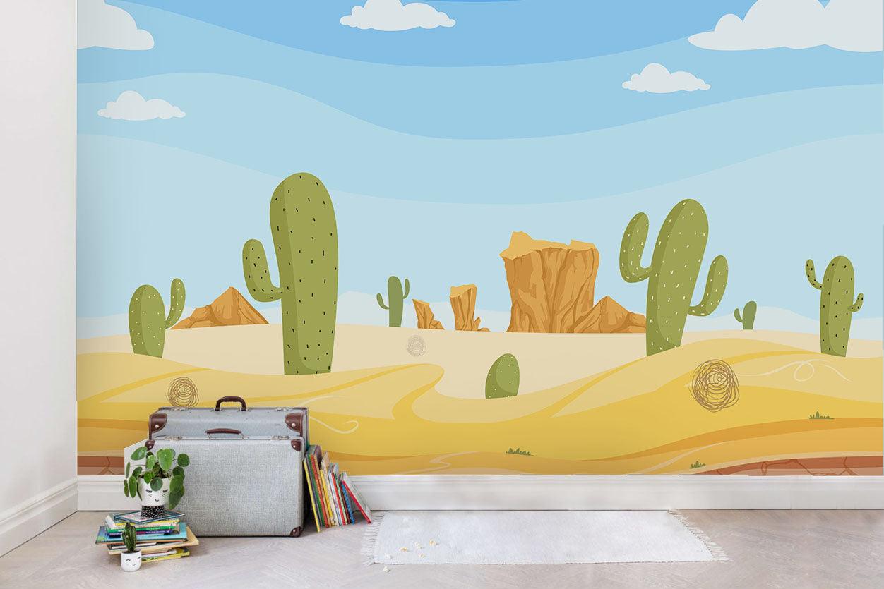 3D Cartoon Desert Cactus Wall Mural Wallpaper 65- Jess Art Decoration