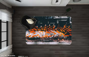 3D Abstract Are Orange Graffiti Non-Slip Rug Mat A476 LQH- Jess Art Decoration