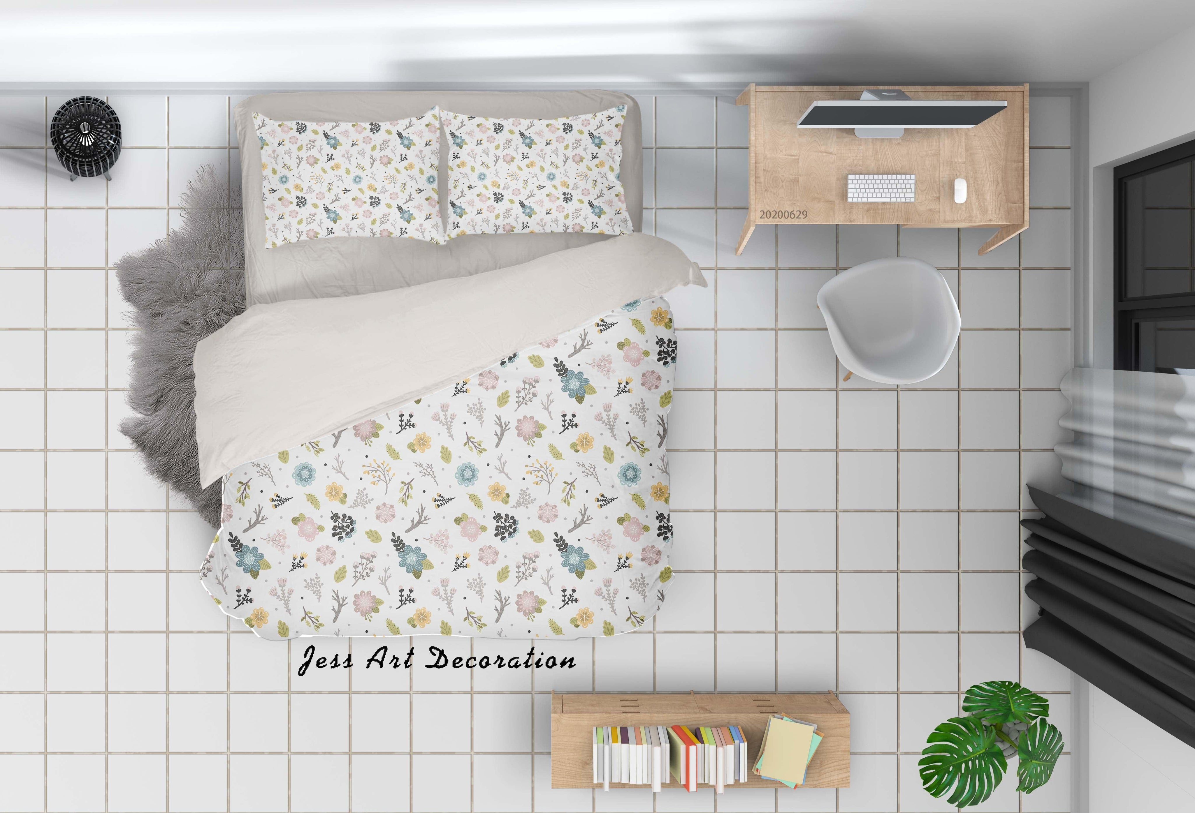 3D White Floral Quilt Cover Set Bedding Set Duvet Cover Pillowcases SF06- Jess Art Decoration