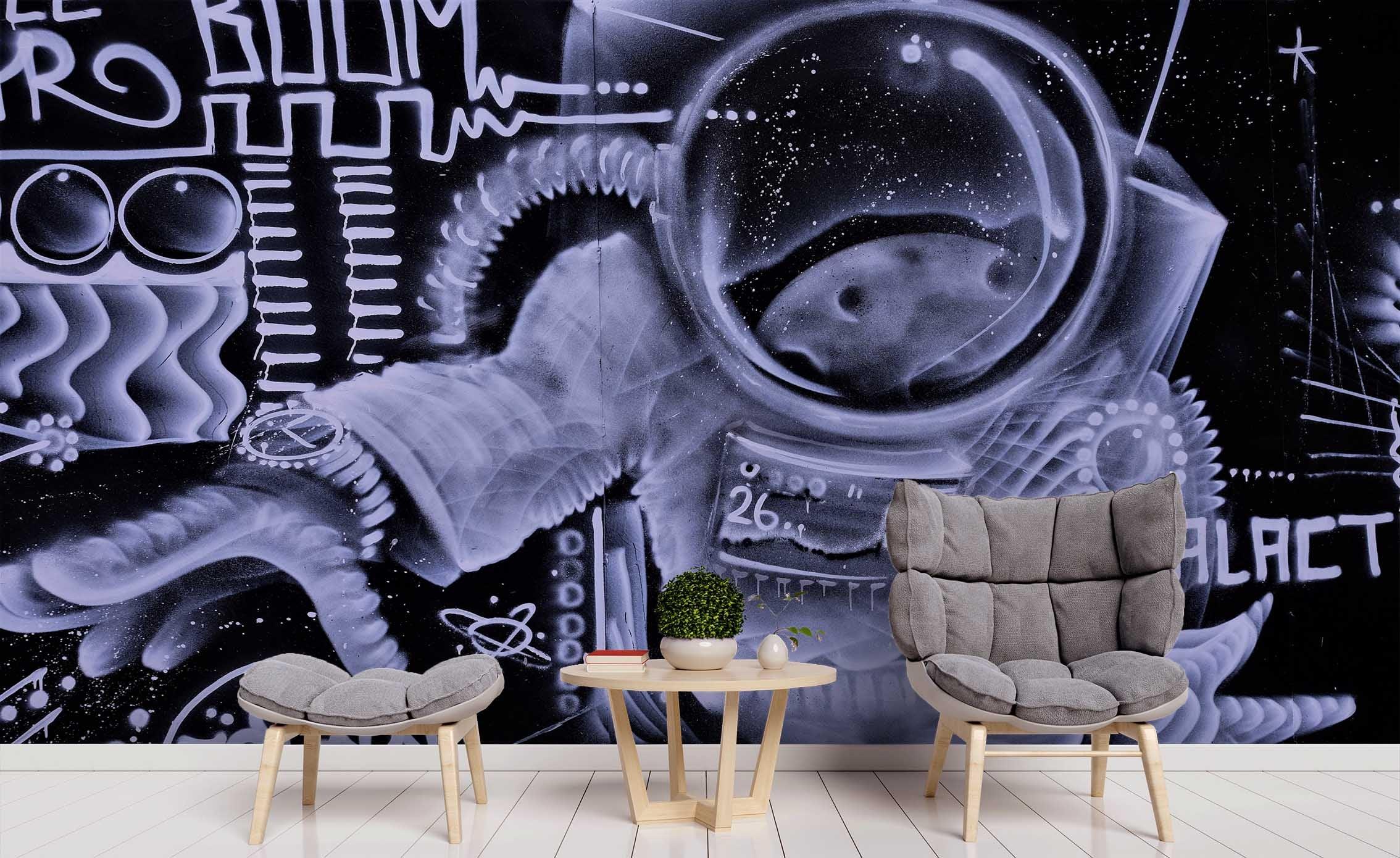 3D Astronaut Graffiti Wall Mural Wallpaper sww 102- Jess Art Decoration