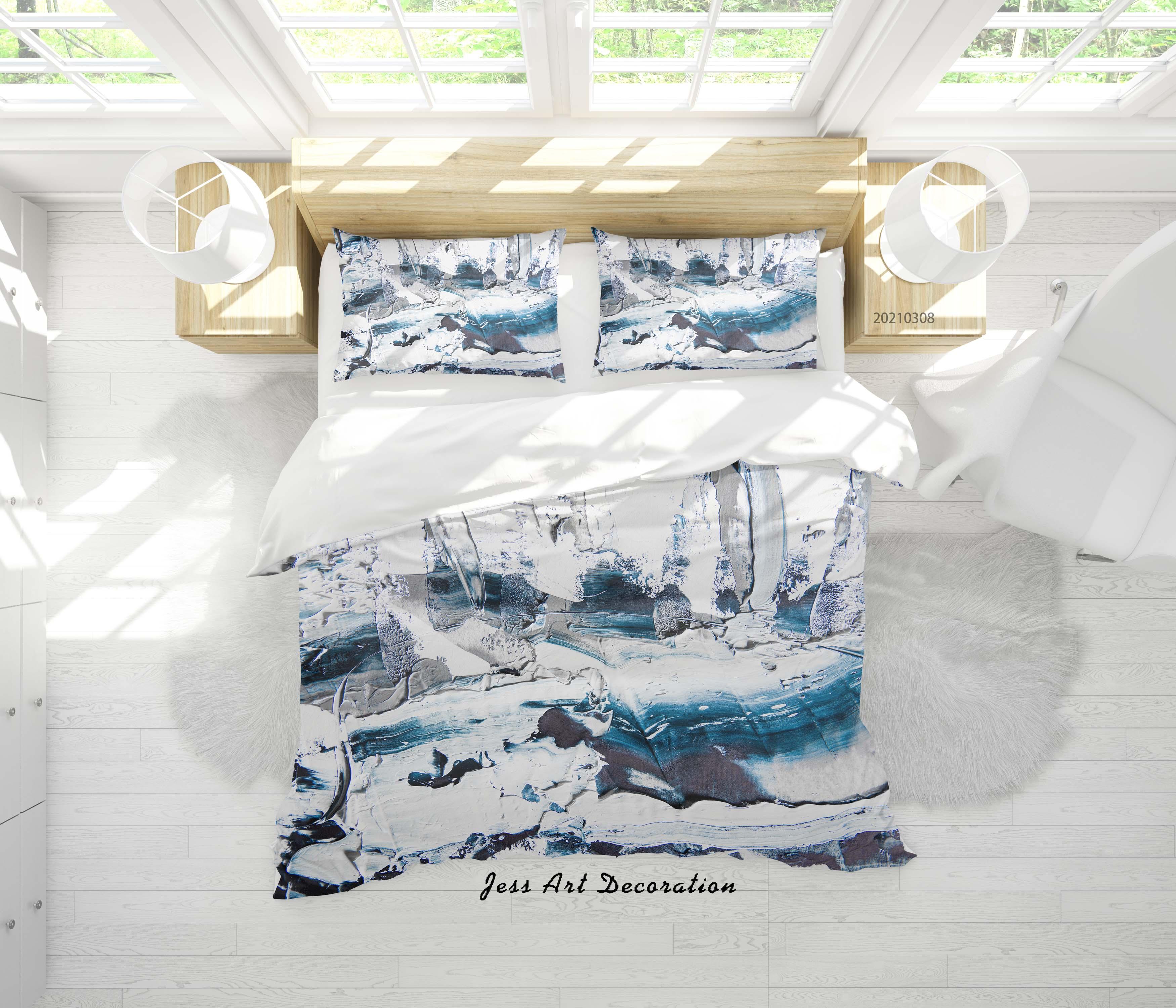 3D Abstract Blue Graffiti Quilt Cover Set Bedding Set Duvet Cover Pillowcases 280- Jess Art Decoration