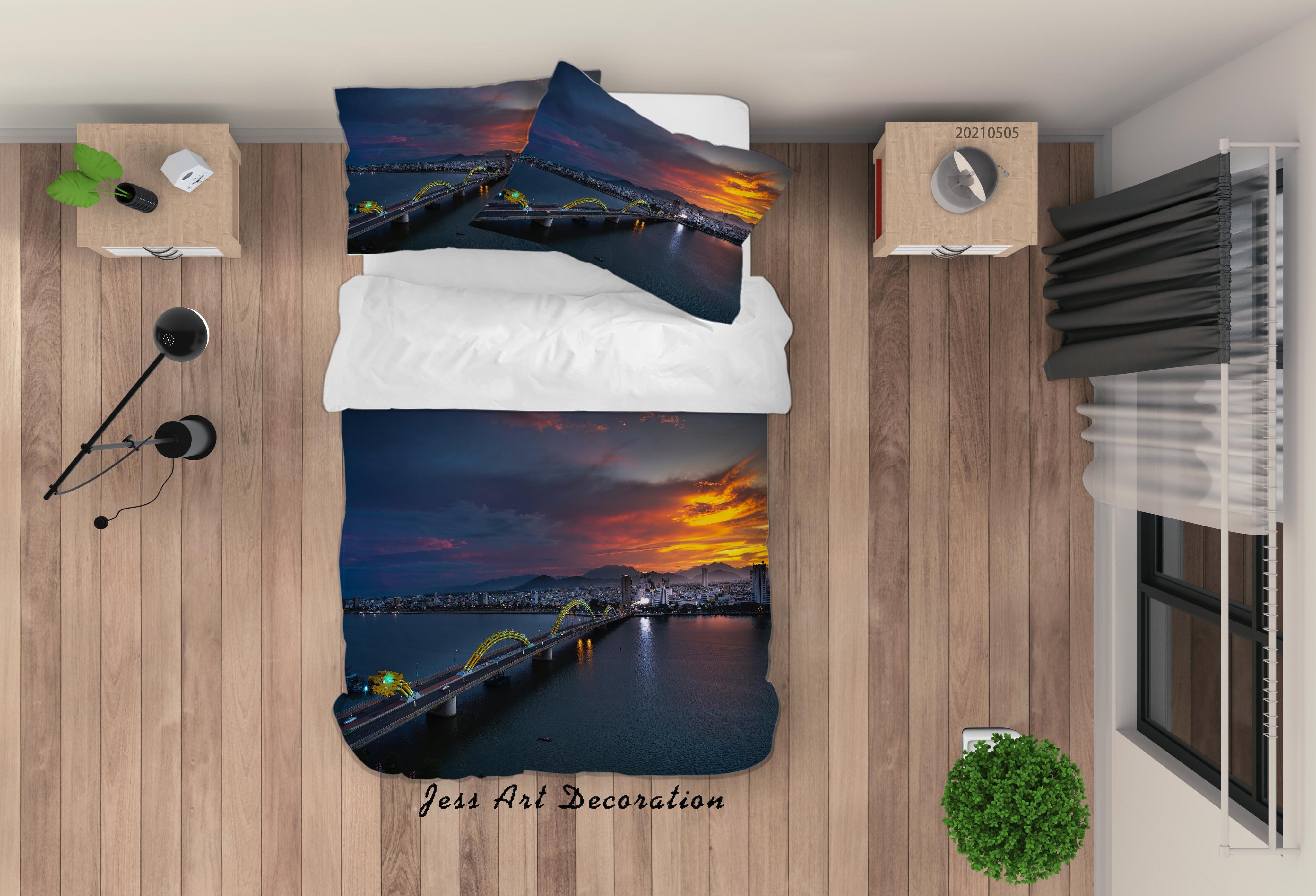 3D Sunset Sky Sea Bridge Landscape Quilt Cover Set Bedding Set Duvet Cover Pillowcases 130- Jess Art Decoration