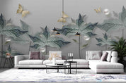 3D Pearl Butterfly Leaves Wall Mural Wallpaper SF28- Jess Art Decoration