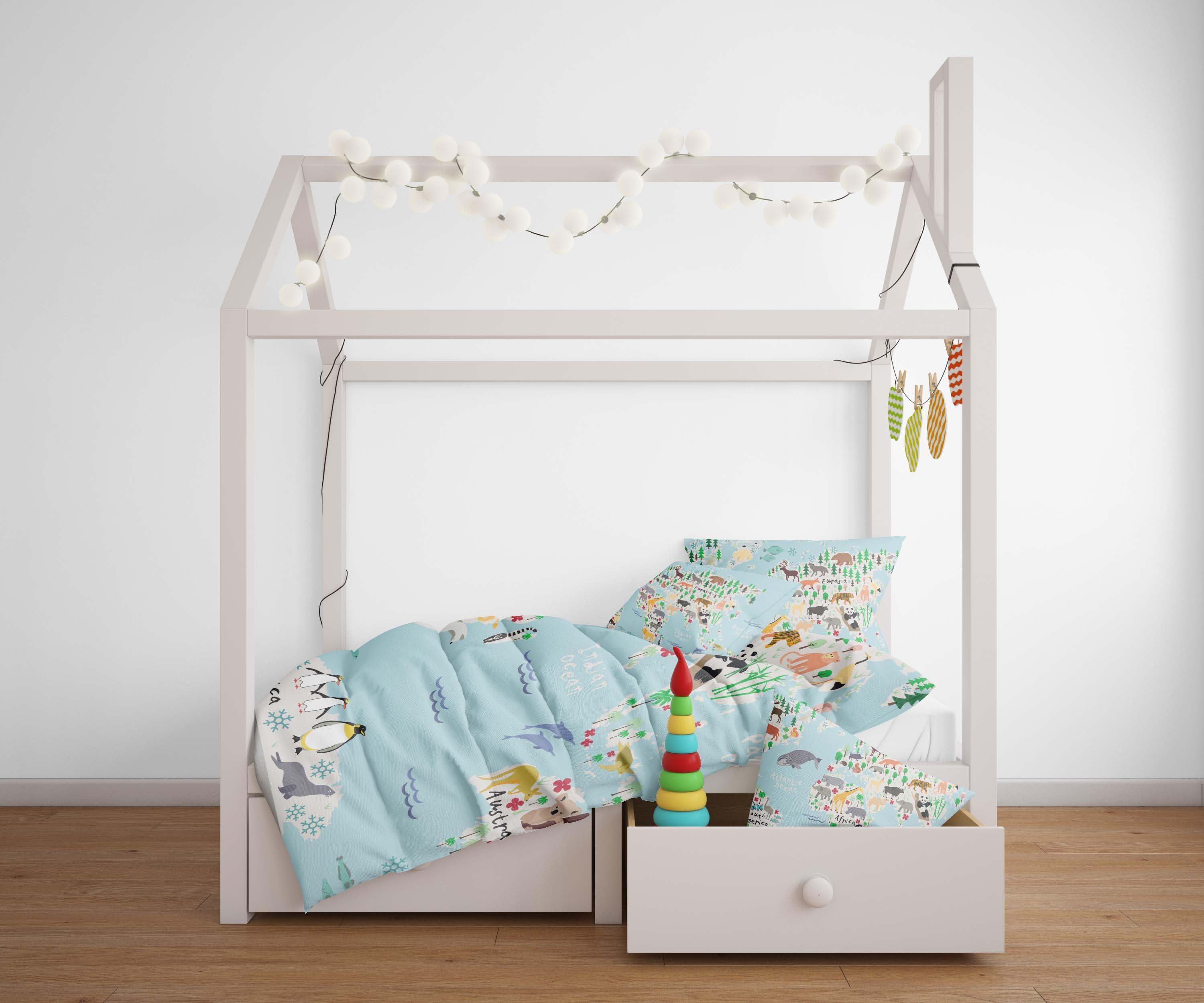 3D Animals World Map Quilt Cover Set Bedding Set Pillowcases 12- Jess Art Decoration