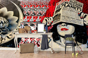 3D Retro Newspaper Lady Wall Mural Wallpaper B94- Jess Art Decoration