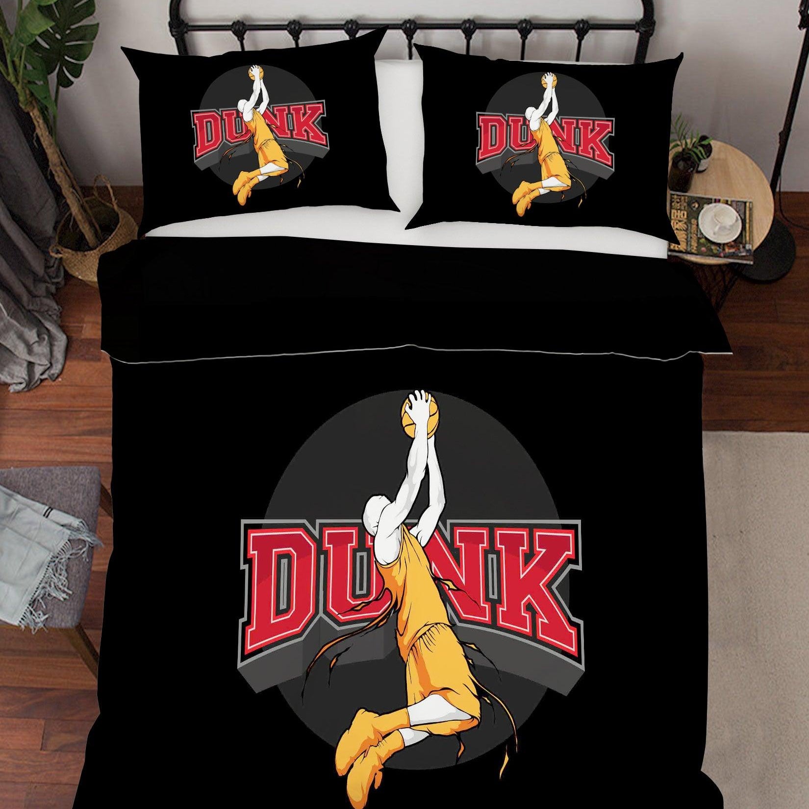 3D Black Basketball Player Dunk Quilt Cover Set Bedding Set Pillowcases 17- Jess Art Decoration