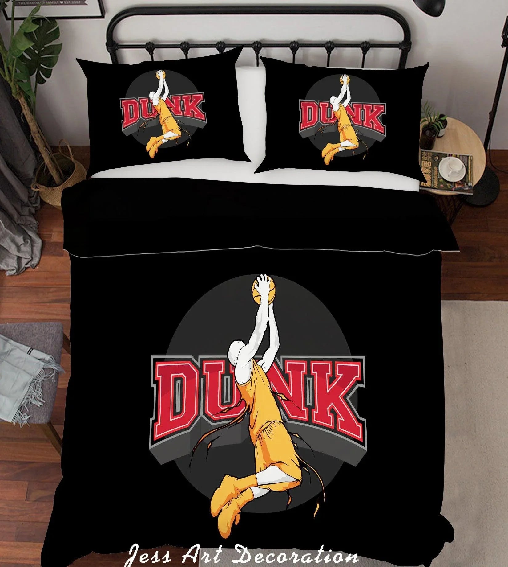 3D Black Basketball Player Dunk Quilt Cover Set Bedding Set Pillowcases 17- Jess Art Decoration