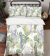 3D Calla Green Leaves Quilt Cover Set Bedding Set Pillowcases 126- Jess Art Decoration