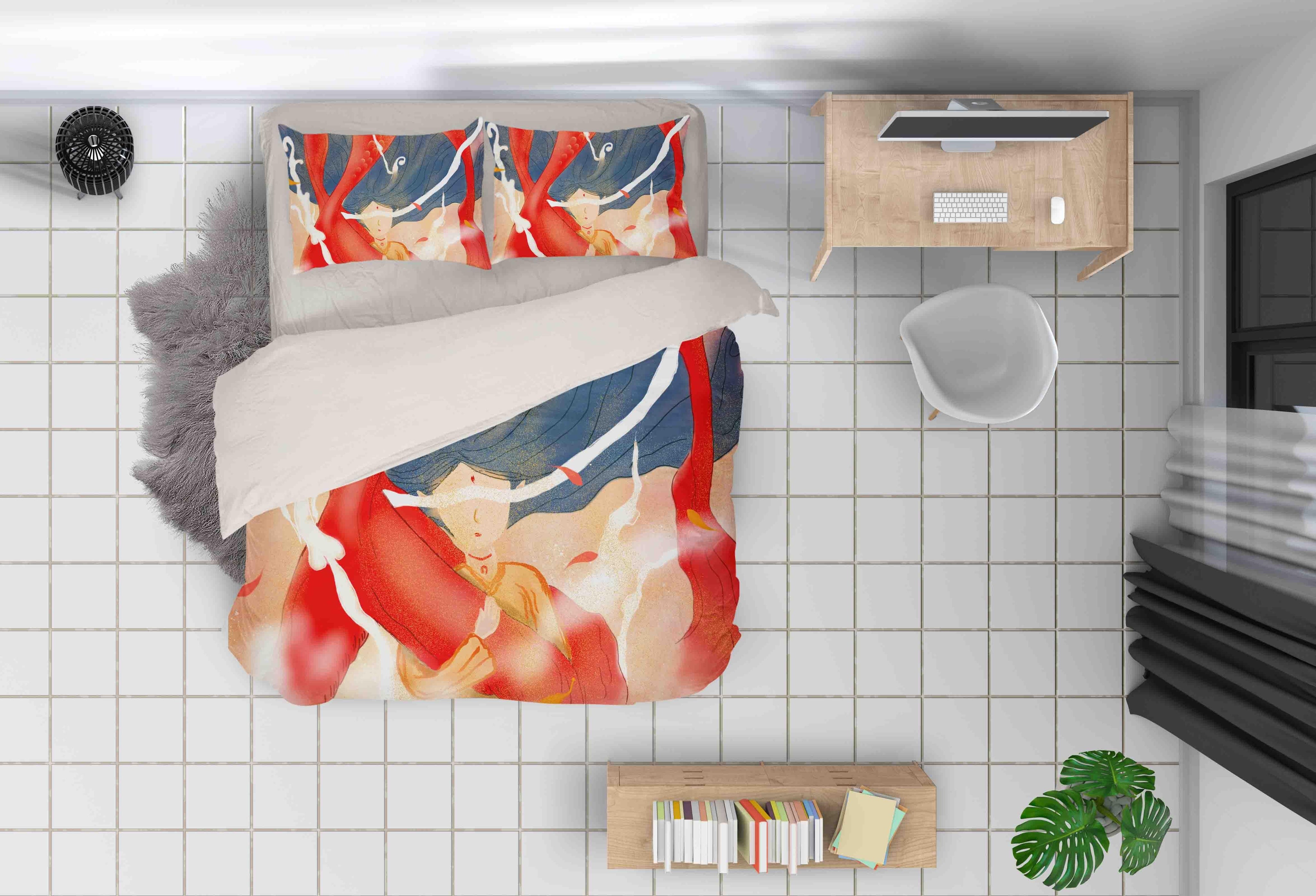 3D Abstract Japanese Beauty Quilt Cover Set Bedding Set Pillowcases 06- Jess Art Decoration